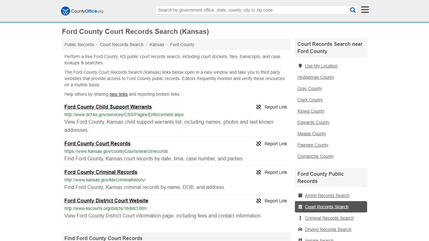 Court Records Search - Ford County, KS (Adoptions ...